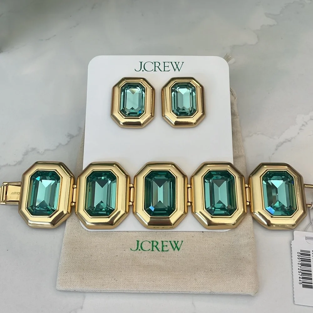 J. Crew Green Crystal Earrings NWT - Picture 16 of 16